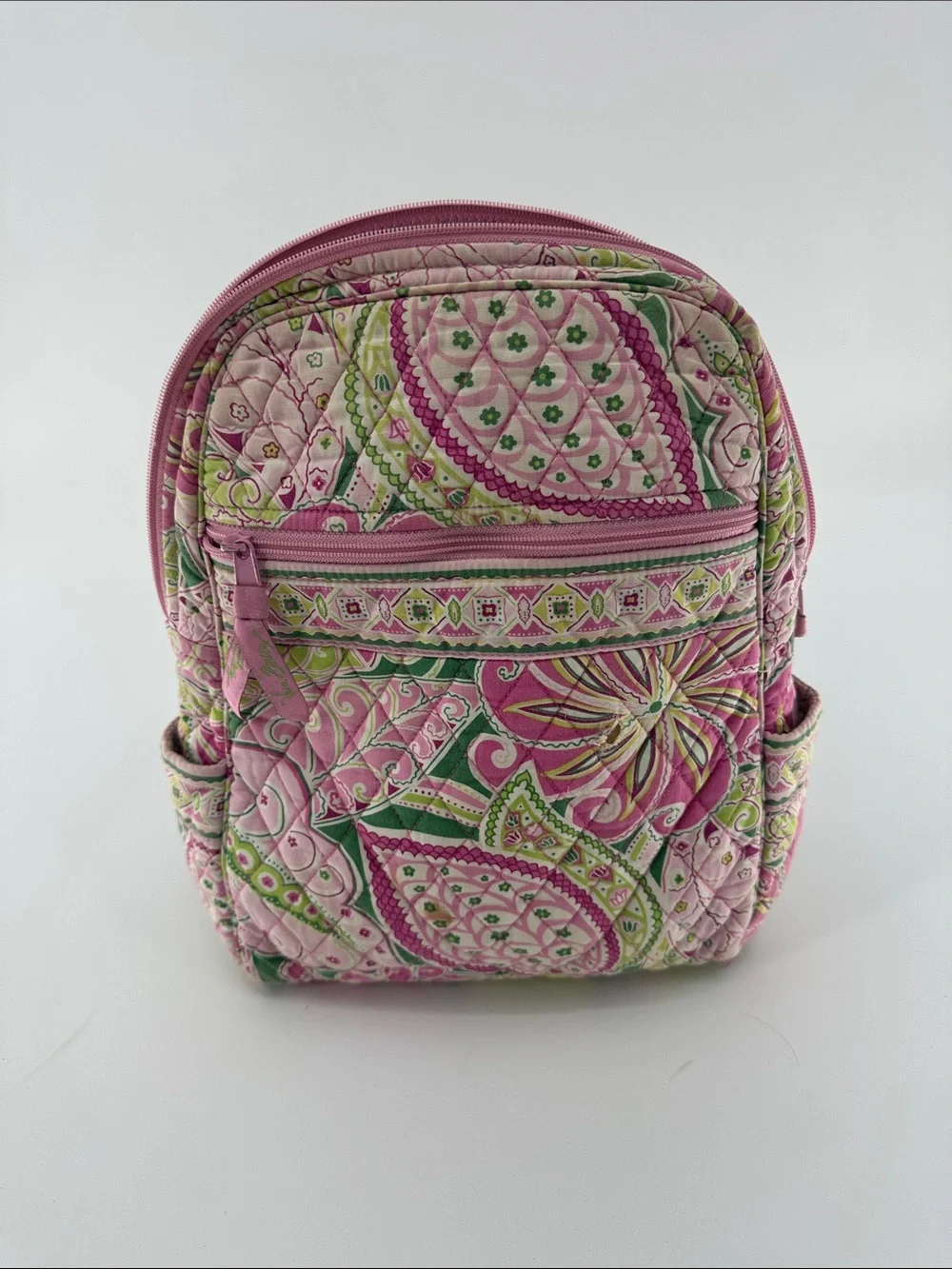 Vera Bradley Pink & Green Quilted Paisley Mini Backpack